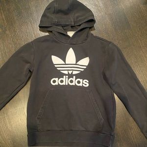 Adidas kids black sweatshirt with adidas words in white. Size 9-10